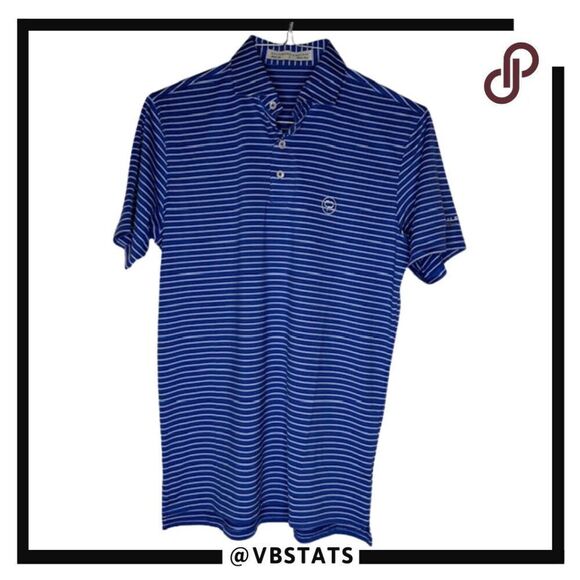 Holderness & Bourne Men's Striped Tailored Fit Polo Shirt Blue White Size Small